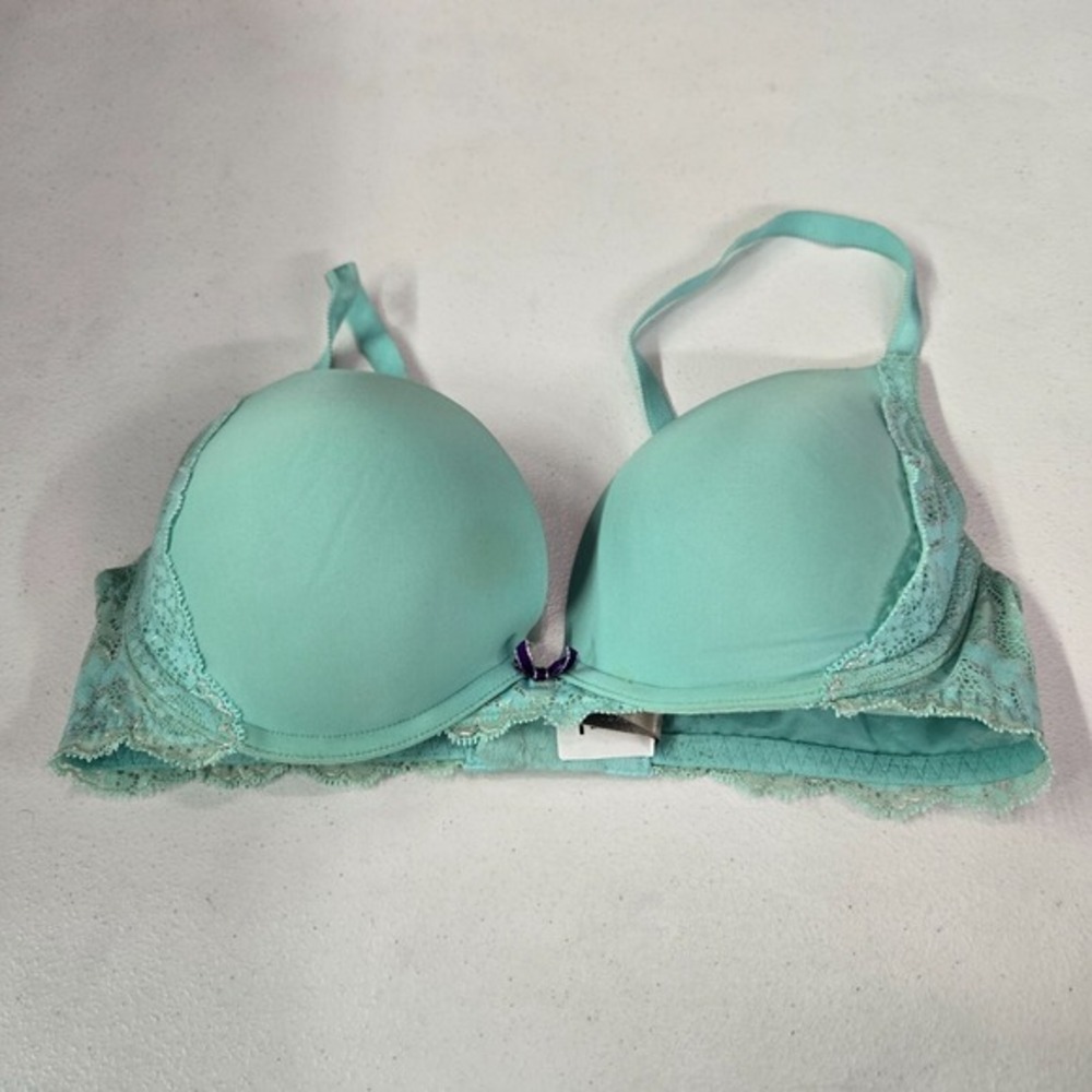 Victoria's‎ Secret Women Bra 34D Green Dream Angels Push Up Lace Underwire